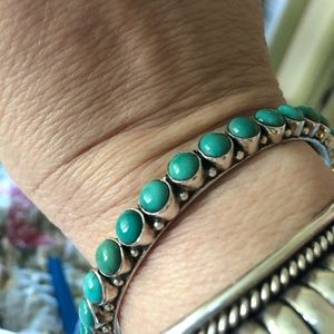 Native American turquoise and sterling silver bangle.